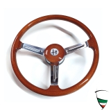 Holzlenkrad Alfa Romeo 1. Serie 1300-1750cc, Emblem silber, flach geschsselt, 380mm